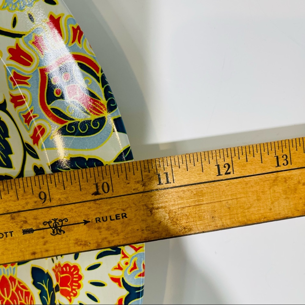 Vintage MCM Nevco 2 Metal trays tin Floral made South Africa red blue #1587 - Picture 8 of 11